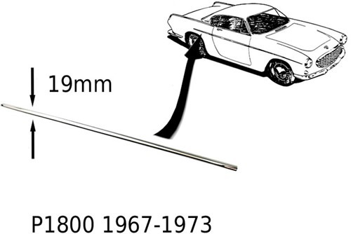 Zierleiste Seitenwand hinten- rechts Volvo P1800S P1800E 1800ES, 1967-1973, 19mm 685983