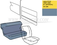 Upholstery rear seat Blue set, seat and back  Volvo PV544 code 30-168 690055