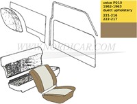 Front seat cover set, seat and back - nougat Volvo PV USA code 221-216 222-217 690483-3