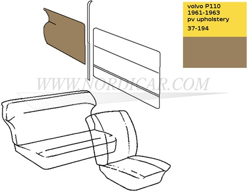 Upholstery rear fender set, seat & back - nougat Volvo 690491