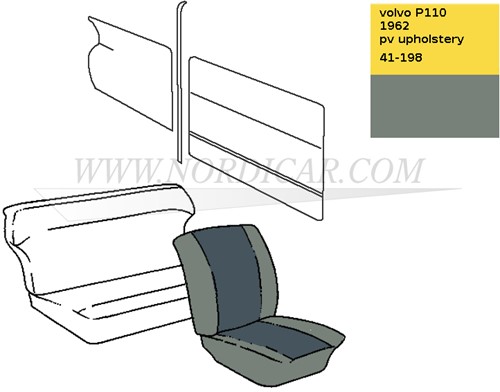 Kit de housse de siège avant, assise et dossier - bleu Volvo 544 1961-1962 code 41-198 691560