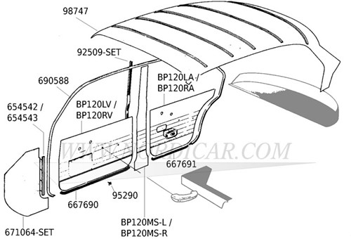 Türdichtung- Vorne Volvo P120 220 667690-2