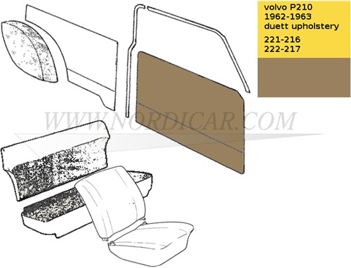 Türverkleidung nougat Satz, links und rechts Volvo P210 690644