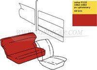 Housse de siège arrière Rouge ensemble, assise et dossier Volvo PV544 code43-221 690780