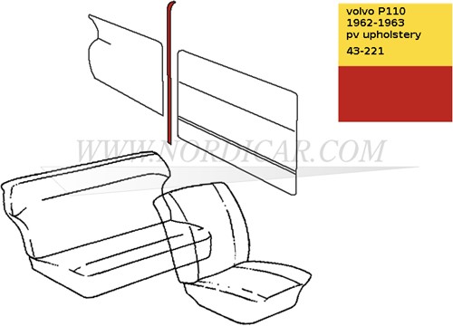 B-pillar panel Red Left and Right Volvo PV544 code 45-223 690784