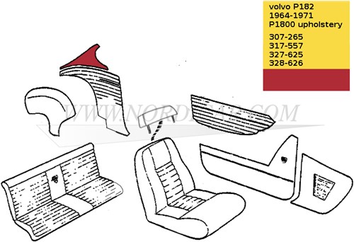 Paire de Panneau Montant C- Arrière Gauche et Droite- Rouge Volvo P1800S 691027
