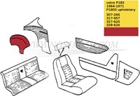 kit de Habillage de bac de roue de secours côté gauche et droit- coloris rouge Volvo P1800S Interieurcode 307-500 691043