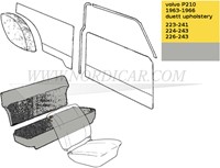Rücksitzpolsterung Grau Satz, Sitz und Rücken Volvo P210 code 224-243 226-243 691124
