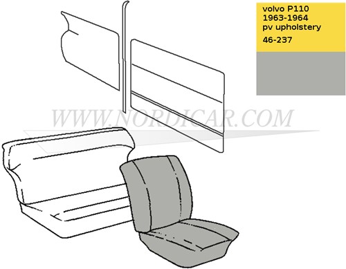 Front seat cover set, seat and back - gray Volvo Duett 210 691154