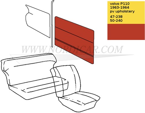 Door panel Red, Left and Right  Volvo 544 691172