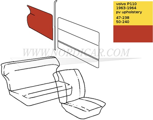 Side panel cover set- red- Left and Right Volvo 544 code 47-238 50-240 691176