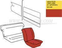 Front seat cover set, seat and back - red Volvo PV544 1964 code 50-240 691188