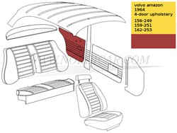 Kit de panneau de porte arrière, gauche et droite - rouge Volvo P120 220 63-64 code 156-249 159-251 162 691220