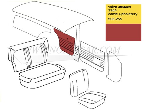 Türverkleidung Satz hinten, links und rechts - rot Volvo P120 220 63-64 code 156-249 159-251 162 691220-3