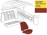 Housse de siège avant Rouge Volvo Amazon code 167-502 175-523 416-514 420-532 510-518 691434-3