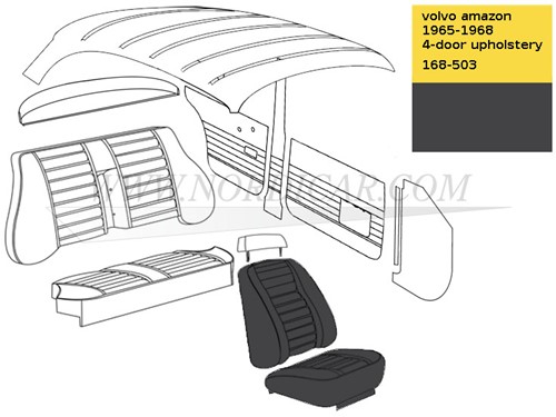 Stoelbekledingset zwart Zitting en Rug Volvo Amazon 2drs 4drs Amazon combi 691438-3