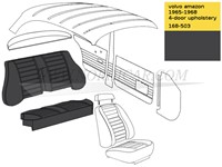 Upholstery rear seat Black  Volvo Amazon 1965-1968 code 168-503 691464