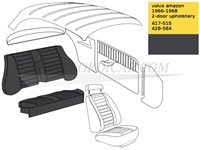 Rücksitzpolsterung Schwarz Satz, Sitz und Rücken Volvo Amazon code 417-515 428-584 691472