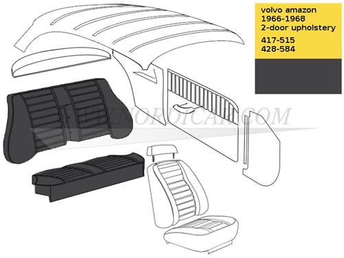 Rücksitzpolsterung Schwarz Satz, Sitz und Rücken Volvo Amazon code 417-515 428-584 691472