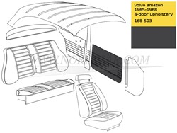 Door front panel Upholstery Black Volvo Amazon code 168-503 511-519 691492