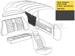 Door rear panel Upholstery Black Volvo Amazon code 168-503 511-519 691500