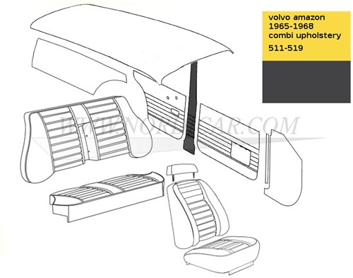 B-Stijl bekleding set Zwart Links + Rechts Volvo Amazon code 168-503 511-519 691516-3