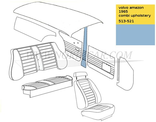 B-pillar panel Light Blue Left and Right Volvo Amazon code 170-505 513-521 691520-3