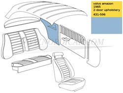 Upholstery rear- side panel Light Blue Volvo Amazon code 419-517 1965 691528