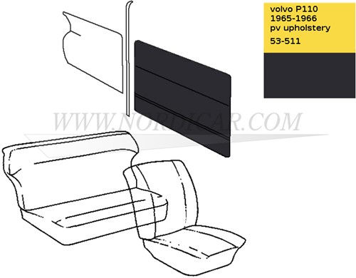 Door panel Black, Left and Right  Volvo 544 1965-1966 691544