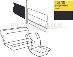 Zijpaneel bekleding set Zwart Achterzijde Links+Rechts Volvo 544 691548