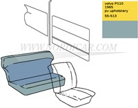 Upholstery rear seat Blue set, seat and back  Volvo PV544 1965-1966 code 55-513 691562