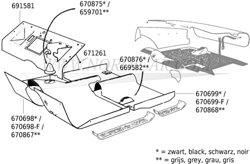 Cowl isolation carpet Volvo Ama 691581-2