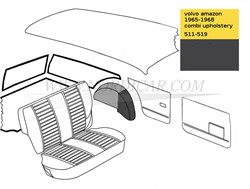 kit de Habillage de bac de roue de secours côté gauche et droit- coloris noir Volvo Amazon combi P220 kleurcode 511-519 691603