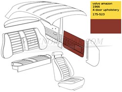 kit de Panneau de porte – gauche et droit, avant- coloris rouge Volvo Amazon P120 220 1965-1966 691805
