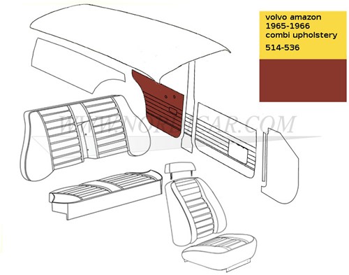 Panneau de porte Rouge, Arrière Gauche et Droite Volvo Amazon P120 P220 1965-1966 691811-3