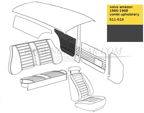 Deurpaneel set Zwart Achterzijde Links + Rechts  Volvo Amazon P120 P220 692000-3