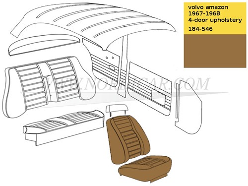 Stoelbekledingset bruin Zitting en Rug Volvo Amazon code 184-546 425-552 519-555 692092-3