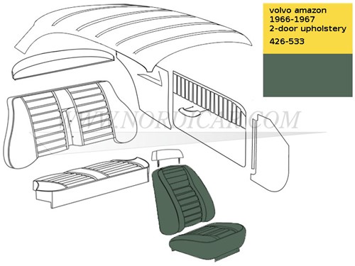 Seat cover set- green- seat and back Volvo Amazon code 185 426 520 692094