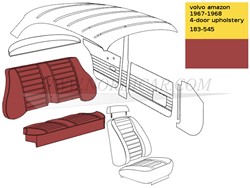 Upholstery rear seat Red set, seat and back Volvo Amazon 1967-1968 code 183-545 692096