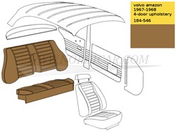 Achterbank Bekleding set Bruin Zitting + Rugleuning Volvo Amazon code 184-546 692098