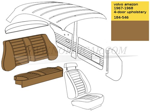 Achterbank Bekleding set Bruin Zitting + Rugleuning Volvo Amazon code 184-546 692098