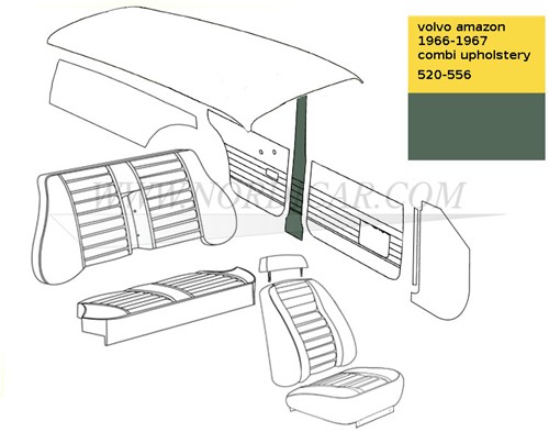 B-pillar panel Green Left and Right Volvo Amazon code 185-547 520-556 692139-3