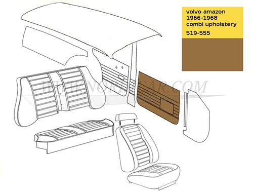 Door panel set brown- Left and Right- Front Volvo Amazon P120 P220 692143-3