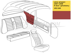 Deurpaneel set Rood Achterzijde Links + Rechts Volvo Amazon code 183-545 518-554 692147