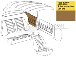 Door panel set brown- Left and Right- Rear Volvo Amazon P120 P220 692149