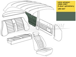 Door rear panel Upholstery Green Volvo Amazon code 185-547 520-556 692151