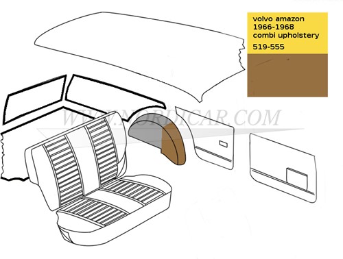 Sellerie de passage de roue set, gauche et droite - marron Volvo Amazon combi kleurcode 519 1967 1966-1968 692167