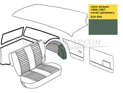 Sellerie de passage de roue set, gauche et droite - vert Volvo Amazon combi kleurcode 520-556 692169