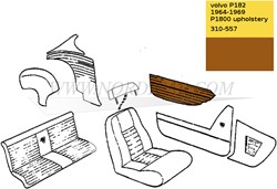 kit de Panneau de porte – gauche et droit- supérieur- coloris brun Volvo 1800S 692178