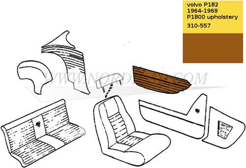 Door panel set brown- Left and Right- top Volvo 1800S 692178